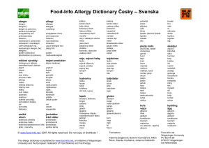 Food-Info Allergy Dictionary Česky – Svenska - Food
