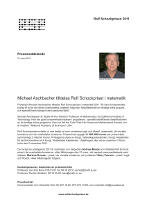 Michael Aschbacher tilldelas Rolf Schockpriset i matematik