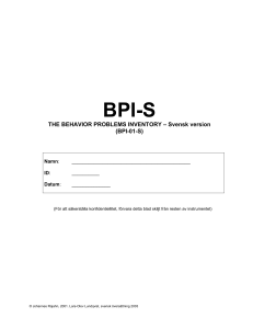 BPI-01-S - Behavior Problems Inventory