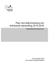 Plan mot diskriminering och kränkande behandling 2015-2016