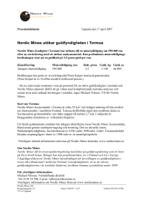 Nordic Mines utökar guldfyndigheten i Tormua