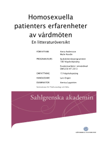 Homosexuella patienters erfarenheter av vårdmöten