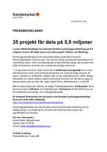 Lund 2016-11-28 PRESSMEDDELANDE 35 projekt får dela på 5,9