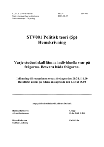 STV001 Politisk teori (5p) Hemskrivning