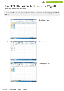Excel 2010 - Justera text i cellen - Vågrätt