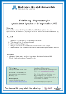Utbildning i Depression för specialister i psykiatri 14 september 2017