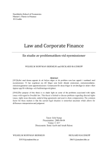 Law and Corporate Finance - Stockholm School of Economics