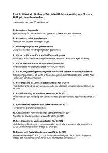 Protokoll fört vid Gotlands Tekniska Klubbs årsmöte den 18 mars