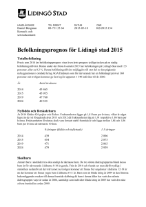 Befolkningsprognos för Lidingö stad 2015