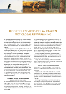biodiEsEl-En viktig dEl av kampEn mot global uppvärmning