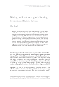 Dialog, olikhet och globalisering. En intervju med Nicholas Burbules