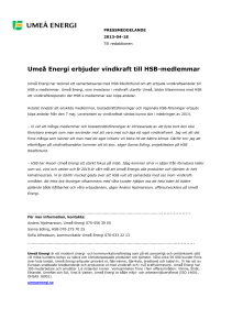 Umeå Energi erbjuder vindkraft till HSB-medlemmar