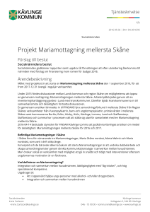 Projekt Mariamottagning mellersta Skåne