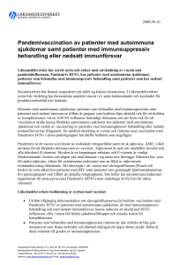 Nytta/riskvärdering av vaccination med Pandemrix av patienter med