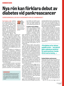 Nya rön kan förklara debut av diabetes vid pankreascancer
