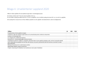 Bilaga 4. Urvalskriterier Lappland 2020