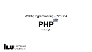 Webbprogrammering - 725G54