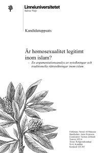 Är homosexualitet legitimt inom islam?: En argumentationsanalys av