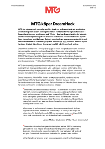MTG köper DreamHack - Modern Times Group
