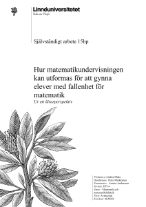 Hur matematikundervisningen kan utformas för att gynna elever med