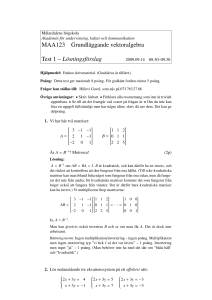 MAA123 Grundläggande vektoralgebra Test 1