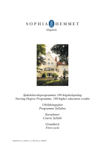 Utbildningsplan - Sophiahemmet Högskola