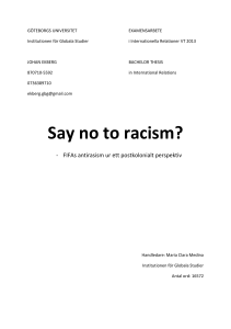 Say no to racism - FIFAs anti-rasism approach ur ett