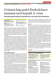 Oväntat hög andel förskolebarn immuna mot hepatit A