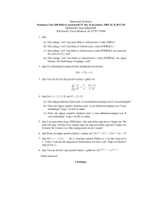 Matematik Chalmers Tentamen i tmv200 Diskret