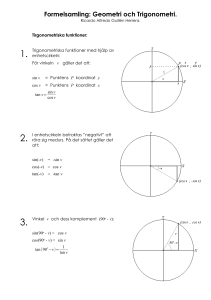 Formelsamling: Geometri och Trigonometri.