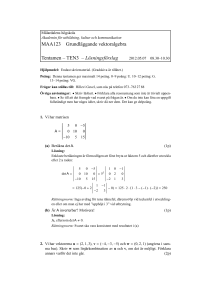 MAA123 Grundläggande vektoralgebra Tentamen – TEN3