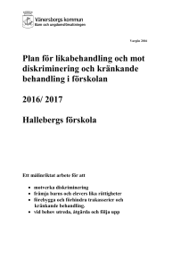 Plan för likabehandling och mot diskriminering och kränkande