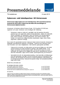 Cybercom vald teknikpartner till Universeum