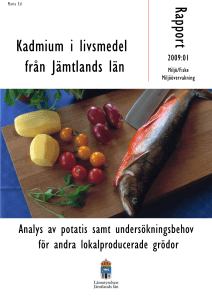 Kadmium i livsmedel från Jämtlands län