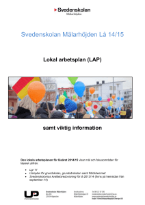 Lokal arbetsplan LÅ 14/15 - Svedenskolan Mälarhöjden