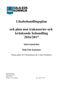 Likabehandlingsplan Snörrumsskolan 2017