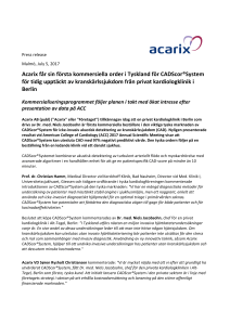 Acarix får sin första kommersiella order i Tyskland för CADScor