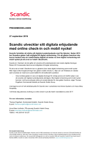 Scandic utvecklar sitt digitala erbjudande med online check