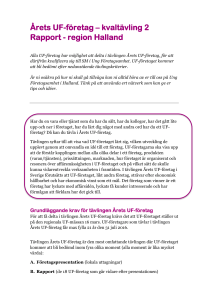 Årets UF-företag – kvaltävling 2 Rapport - region Halland