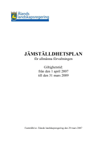 Jämställdhet - Jämställdhetsplan för Ålands landskapsregering