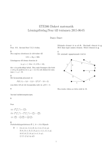 ETE306 Diskret matematik Lösningsförslag/Svar till tentamen 2015