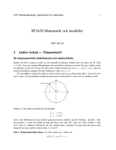 Vecka 2 - SF1620 Matematik och modeller