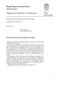 Åtgärder mot missbruk av svenska pass, Prop. 2015/16:81