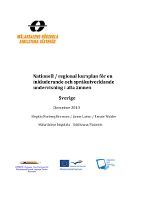Nationell / regional kursplan för en inkluderande och