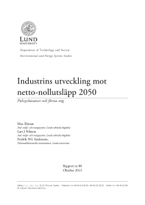 Industrins utveckling mot netto-nollutsläpp 2050 - Miljö