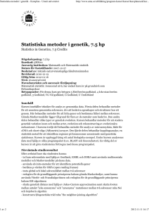 Statistiska metoder i genetik - Kursplan - Umeå universitet