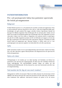 PATIENTINFORMATION Pre- och postoperativ hälsa hos patienter