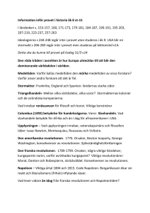 Information inför provet i historia åk 8 vt-15 I läroboken s. 153