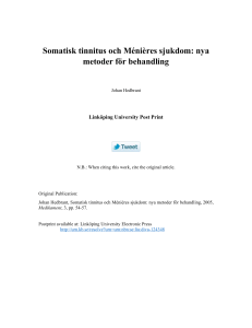 Somatisk tinnitus och Ménières sjukdom: nya metoder för