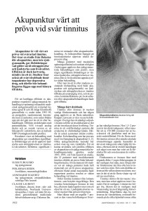 Akupunktur värt att pröva vid svår tinnitus